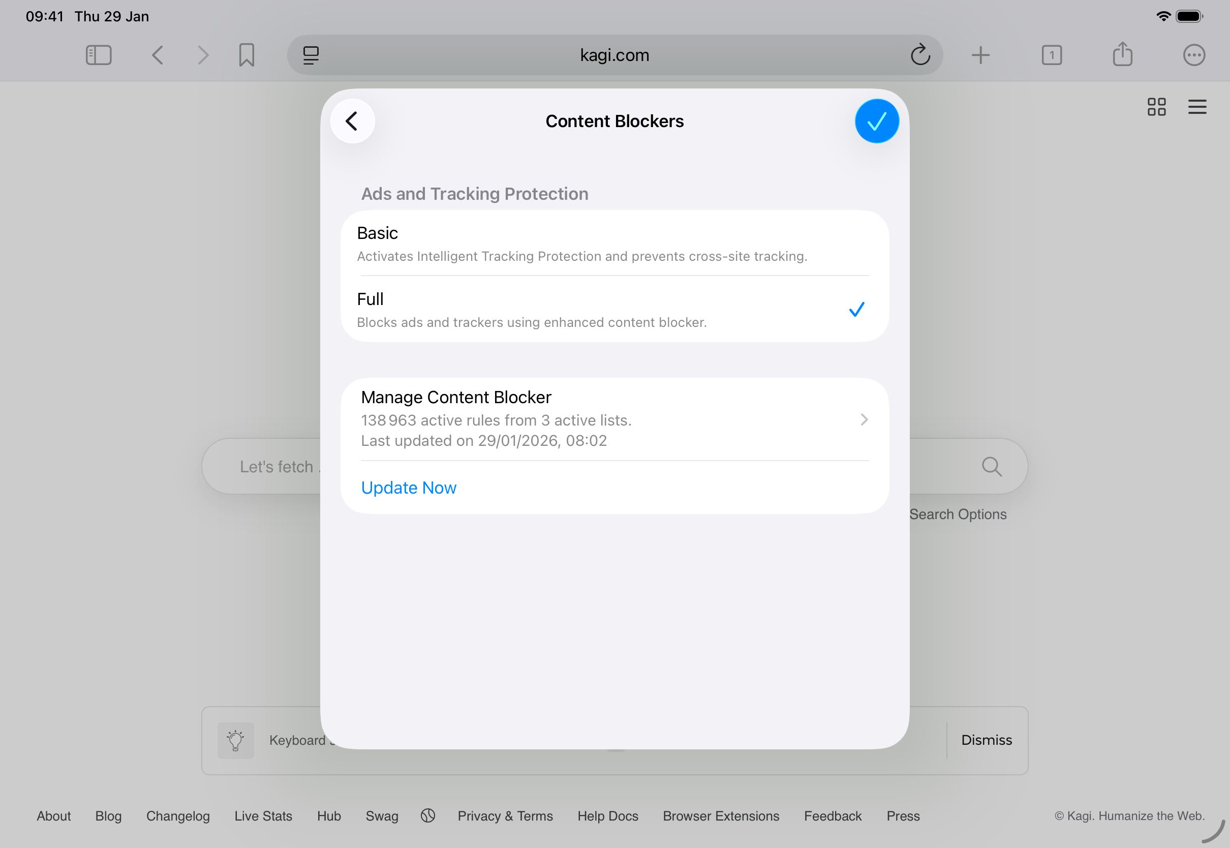Ad & Tracker Blocking Screenshot